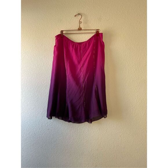 NWOT lane Bryant 100% silk ombré beaded y2k skirt size 14/16 - Picture 1 of 5